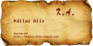 Kállai Aliz névjegykártya